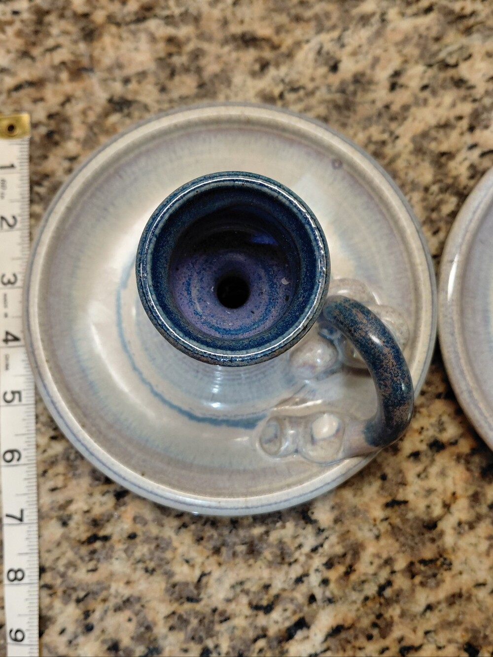 Studio Pottery Glazed Chamberstick Candle Holders Set Of 2 - Picture 2 of 6